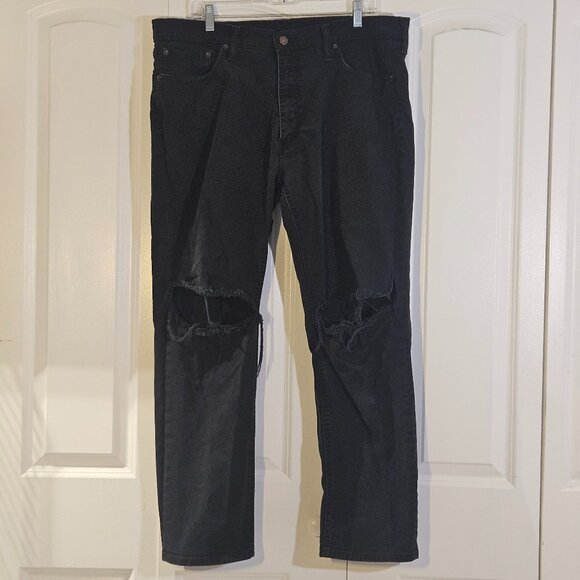 Levi’s 541 Men's Jeans 38x30 Straight Black Denim Distressed **38x28 actual!** - Picture 1 of 11